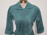 Teal Green Stripe Design Dress <br> (B-34" W-27")