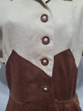 Brown and Tan Colorblock Linen Dress <br> (B-36" W-26.5" H-37")