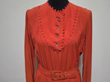 Orange Rayon Dress with Scalloped Edges <br> (B-40" W-30.5" H-38")