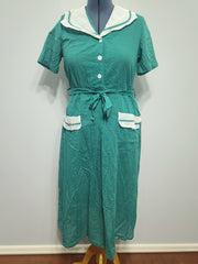 Green Lightweight Polka Dot Dress <br> (B-42" W-36" H-41")