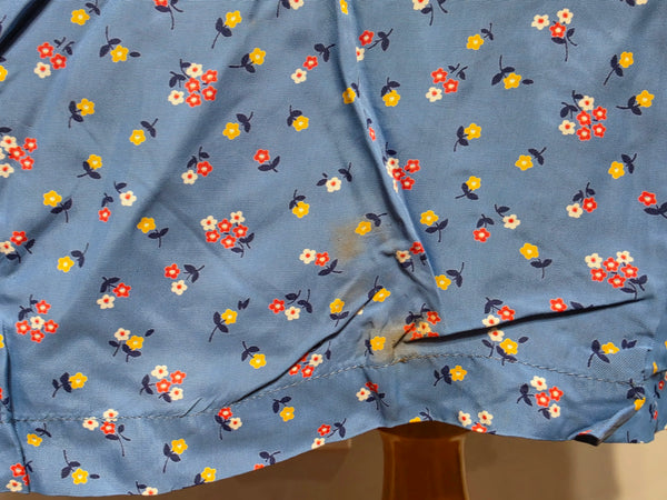 Blue Cold Rayon Flower Print Dress <br> (B-42" W-40" H-45")