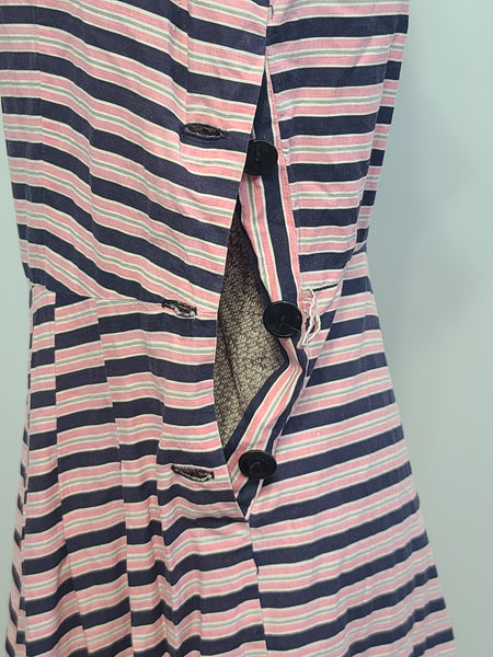 Pink and Dark Blue Striped Dress <br> (B-36" W-27" H-38")