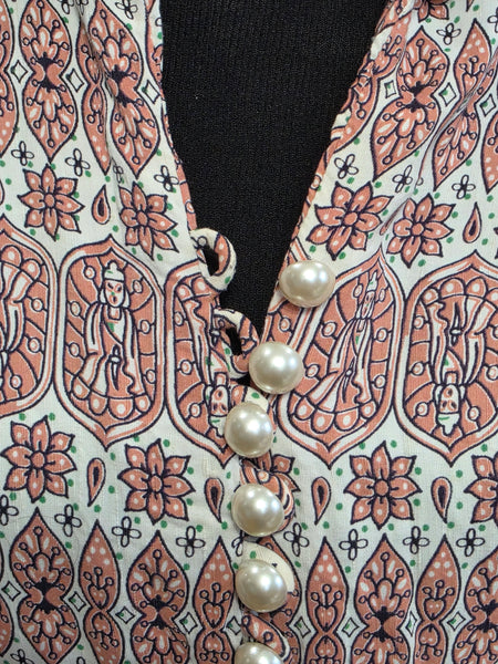 Pink Buddha Stained Glass Novelty Print Dress <br> (B-39" W-30" H-38")