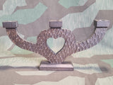 German Hand Carved Heart Shaped 3 Candle Holder