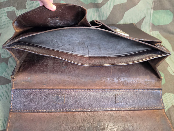 Pre War German Pebbled Leather Briefcase