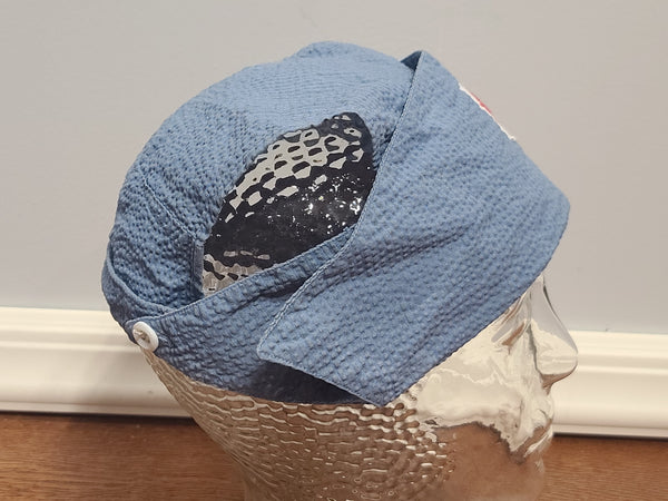 American Red Cross Blue Seersucker Dress and Hat <br> (B-42" W-36" H-41")