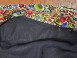 Black Rayon Dress with Colorful Print Wrap Around Top <br> (B-42" W-35" H-41")