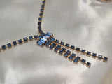 Blue Rhinestone Necklace and Screwback Earrings Set