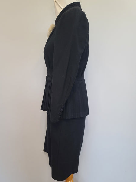 German Black Dress with Fur Trim <br> (B-34" W-29.5" H-38")