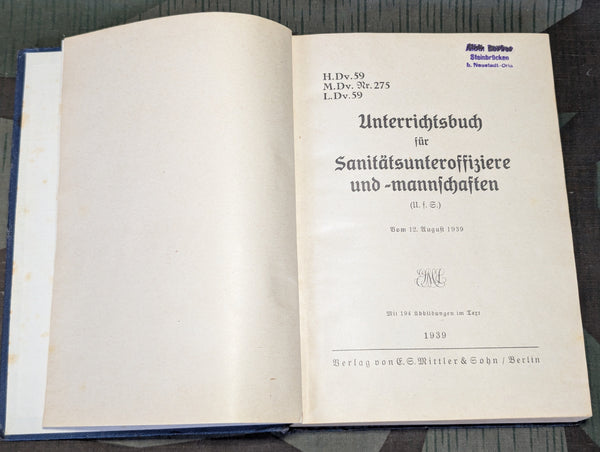 Training Manual for Medics H.Dv.59 1939