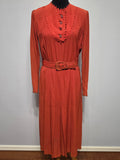 Orange Rayon Dress with Scalloped Edges <br> (B-40" W-30.5" H-38")