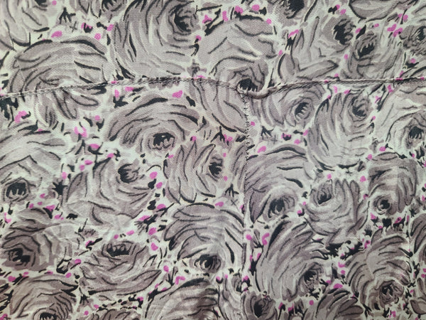 Lavender Rose Print Dress <br> (B-41" W-34" H-42")