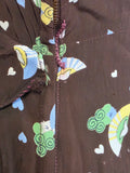 Cold Rayon Lady and Fan Novelty Print Dress <br> (B-36" W-27" H-35")