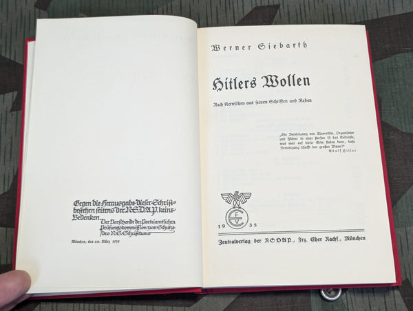 Original 1935 Book Hitlers Wollen