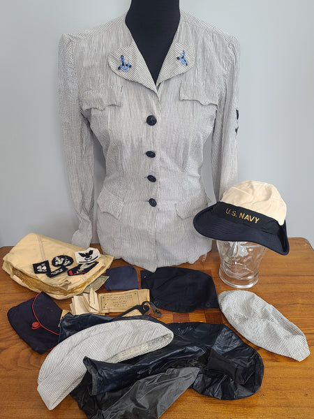 Named WAVES Grouping (Seersucker Jacket, Garrison Cap, Service Hat & Covers and More)