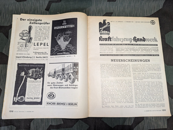 Kraftfahrzeug Handwerk Heft 50 - 14. Dezember 1940 Krafthand