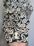 German Black and White Flower Print Dress <br> (B-34" W-26" H-32")