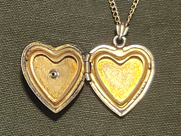 Marine Corps Sweetheart Heart Locket Necklace Mother of Pearl