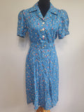 Blue Flower Print Dress and Belt <br> (B-41" W-36" H-44")