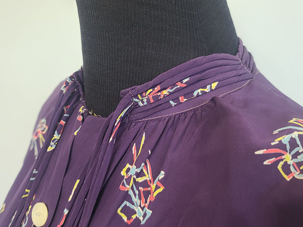 Purple Dress with Bow Print <br> (B-40" W-30" H-37")