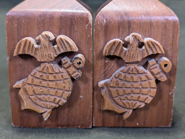 Wooden USMC Salt and Pepper Shakers