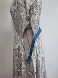 White Blue Pink Abstract Print Dress <br> (B-34" W-25.5" H-42")