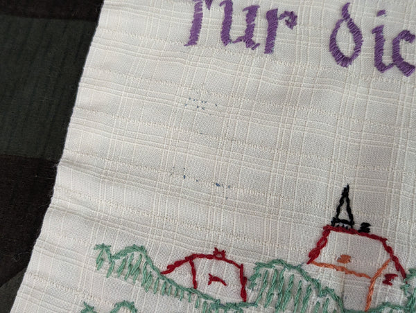 Hand Embroidered German Pillow Case Mountain Flowers