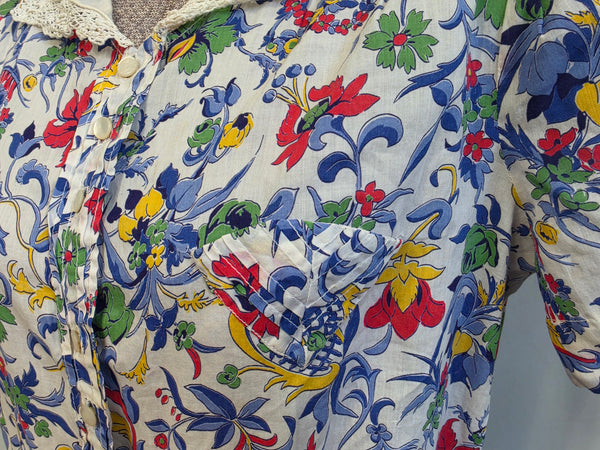 Brightly Colored Flower Print Dress <br> (B-38" W-28" H-33")