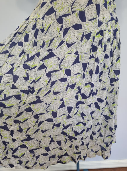 Newspaper Novelty Print Dress (as-is) <br> (B-34" W.25.5" H-34")