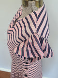 Pink and Dark Blue Striped Dress <br> (B-36" W-27" H-38")
