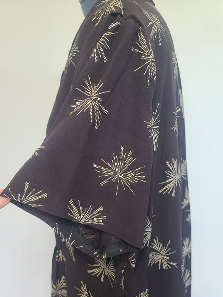 Plus Size Black Rayon Firework Print Dress <br> (B-57" W-49" H-62")