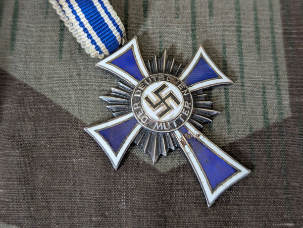Mother's Cross in Silver with Original Ribbon (Chipped Enamel)