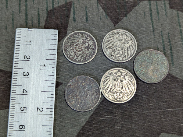 Lot of 5 pre-WWI German Coins 1900-1901