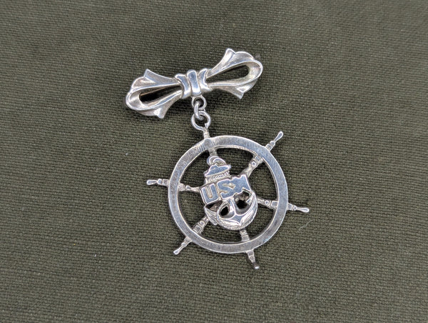 US Navy Ship's Wheel Sweetheart Pin