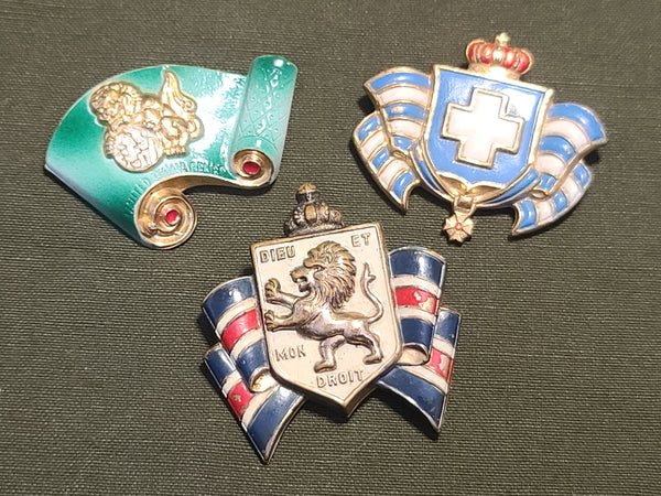 Set of War Relief Pins (Britain, China, Greece)