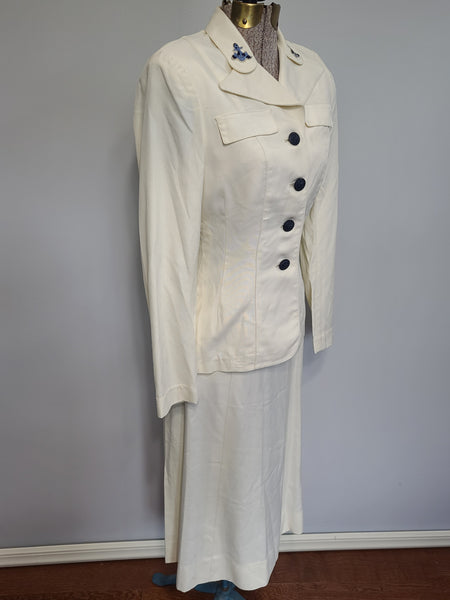 US Navy WAVES White Uniform Jacket & Skirt <br> (B-36" W-24" H-34")