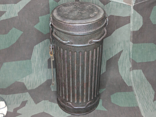 M38 Gas Mask in Late War Can with Lenses, Cloth, and Retainer