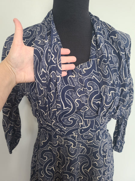 German Print Dress DRP Zipper Handmade <br> (B-37" W-29.5" H-43")