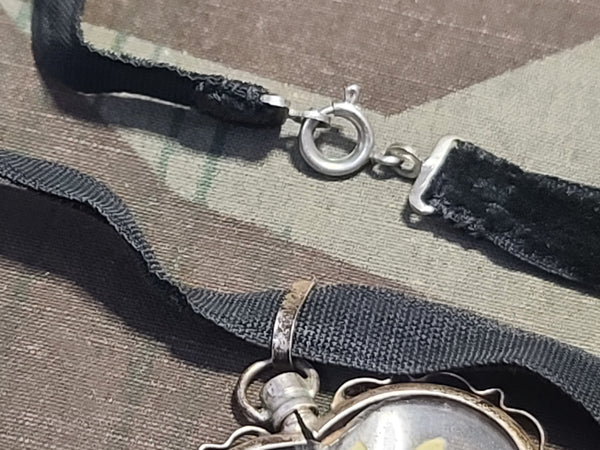 Edelweiss Heart Shaped Velvet Necklace 835 Silver