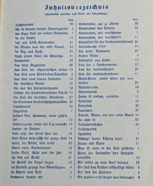 1940 Das Lied der Front Song Book Heft 1