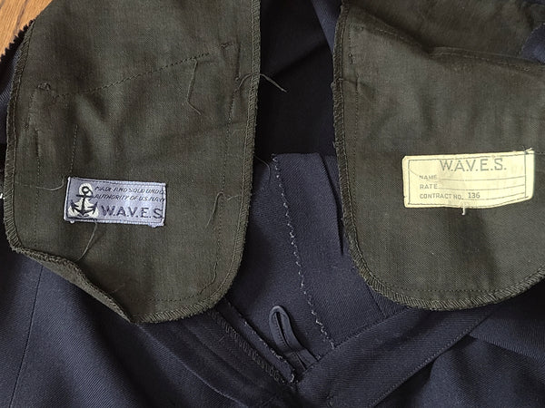 Navy WAVES Uniform Set: Jacket and Skirt <br> (B-34.5" W-24" H-33")