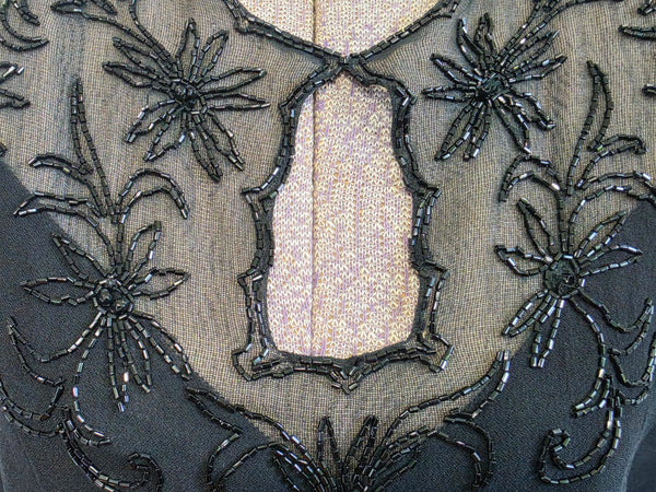 Black Rayon Gown Beading and Peplum <br> (B-36" W-28" H-34")