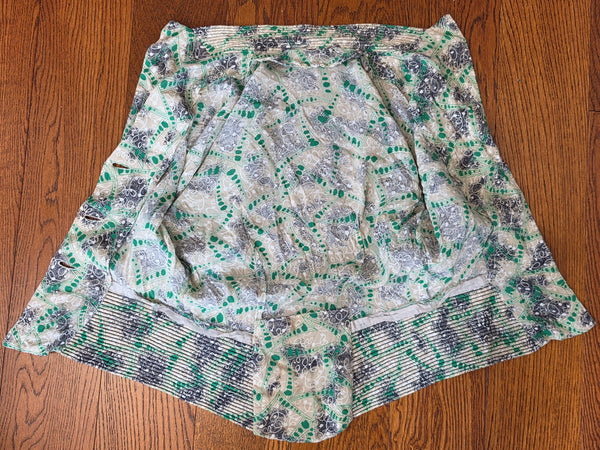 Green Print Peplum Blouse <br> (B-36" W-26")
