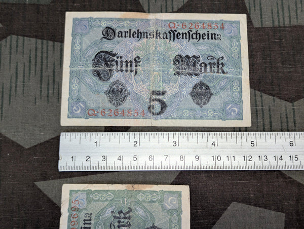 Lot of 2 x 1917 - 5 Mark Notes