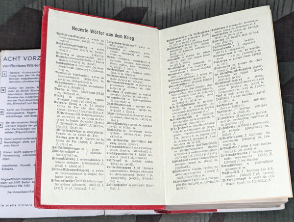 1941 German French Dictionary (with New Words from the War)