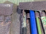 Large Leather Pencil Case Mostly Full