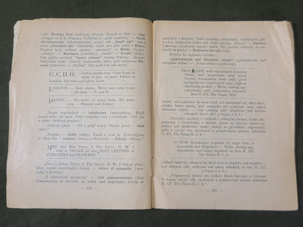 1938 Czech Book about Learning English