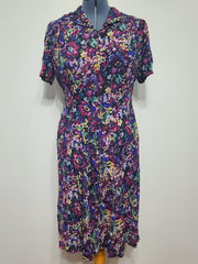 Purple Flower Print Dress <br> (B-48" W-40" H-49")