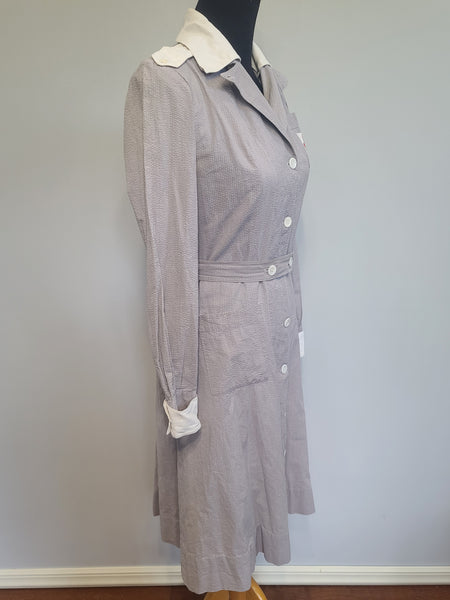 American Red Cross Gray Lady Seersucker Uniform Dress and Hat <br> (B-36" W-28" H-36")