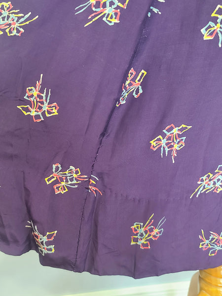 Purple Dress with Bow Print <br> (B-40" W-30" H-37")